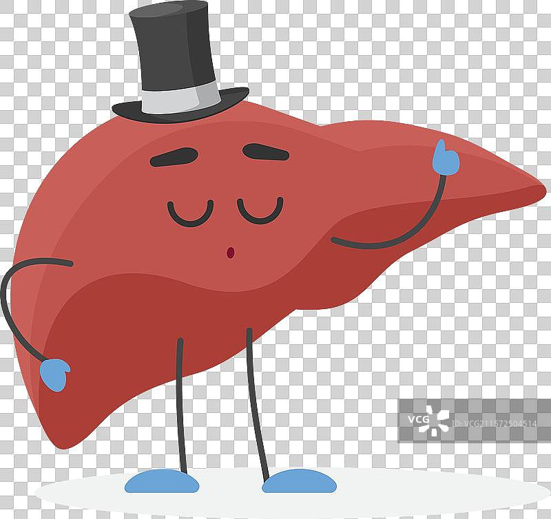 穿着绅士高顶礼帽的人类肝脏角色图片素材