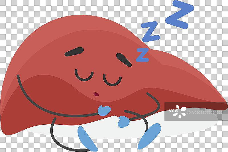 可爱搞笑的人类肝脏角色正在睡觉图片素材