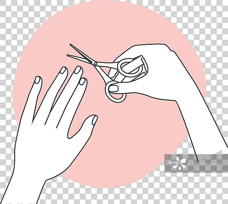 手握剪刀修剪健康的指甲图片素材