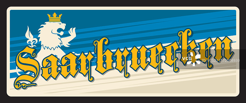 萨尔布吕肯 萨尔州 复古旅行牌照图片素材