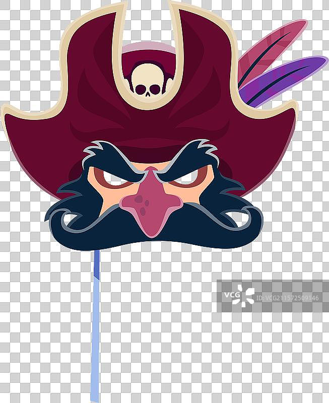 海盗嘉年华照片亭面具，皱眉的海盗图片素材