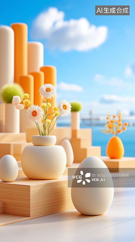 【AI数字艺术】简约风格的装饰品布置图片素材