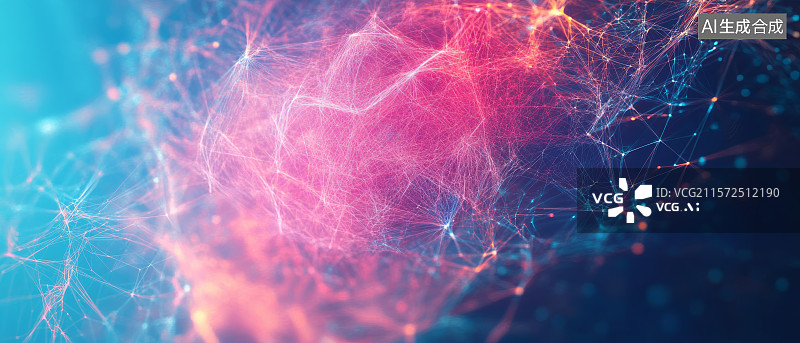 【AI数字艺术】粒子网络结构中的能量交汇图片素材