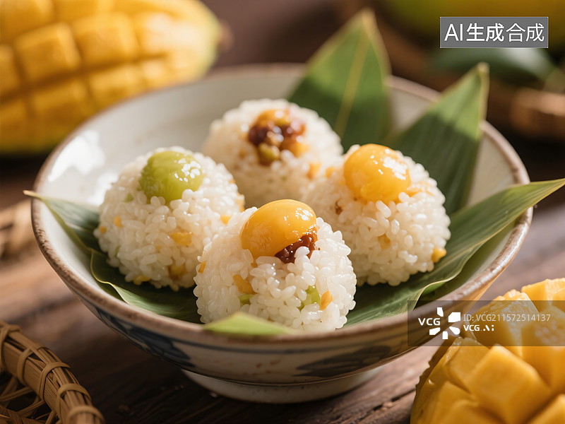 【AI数字艺术】芒种糯米饭团，传统节日美食图片素材