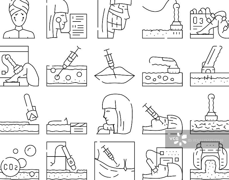 美容治疗程序图标集图片素材