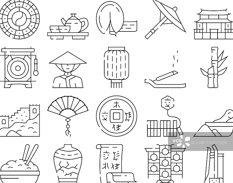 中国配饰和传统图标集合图片素材