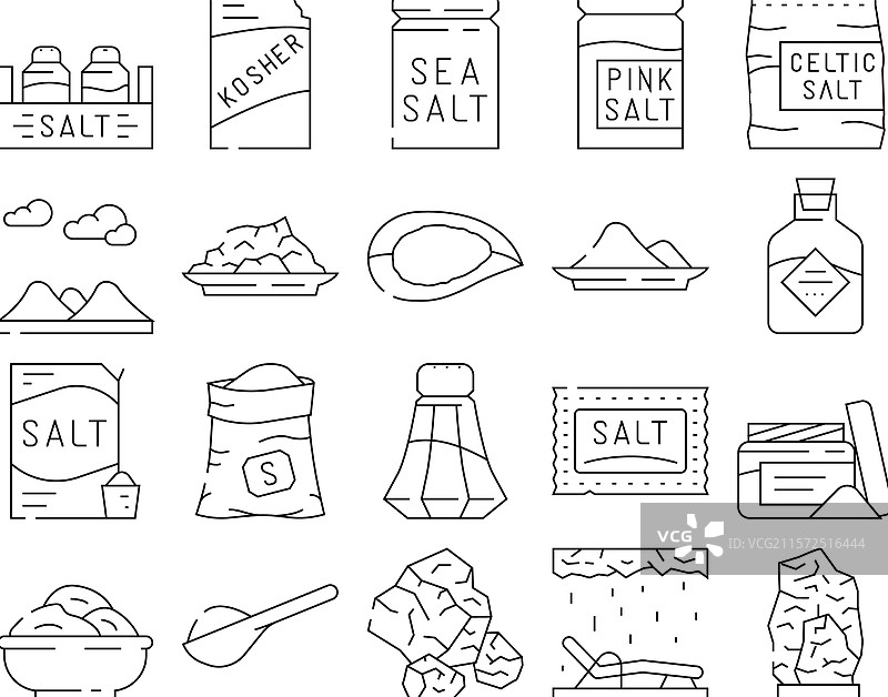 盐海鲜晶体粉末图标集图片素材