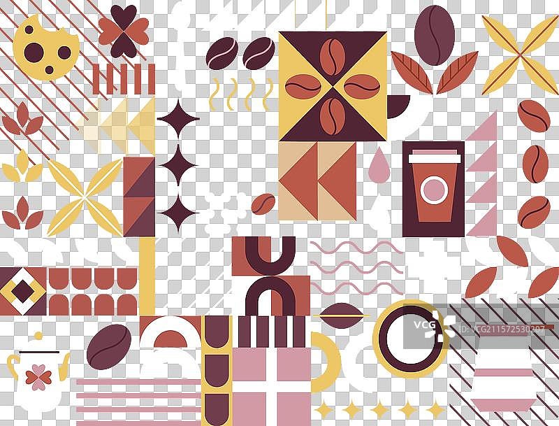 咖啡几何图案咖啡馆可可豆包豪斯图片素材