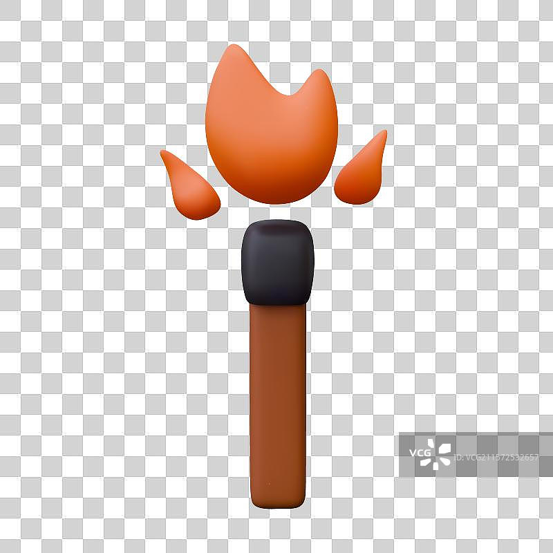 垂直位置的火焰3D火柴图片素材