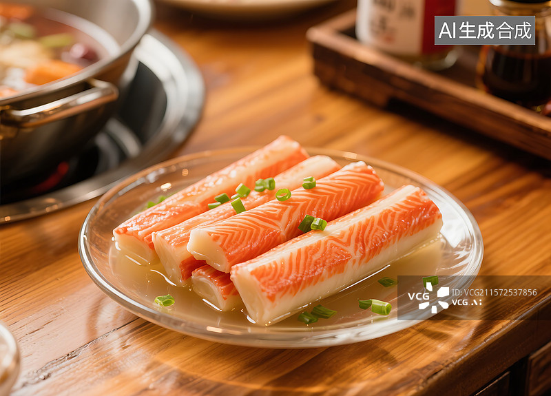 【AI数字艺术】火锅蟹棒食材特写图片素材
