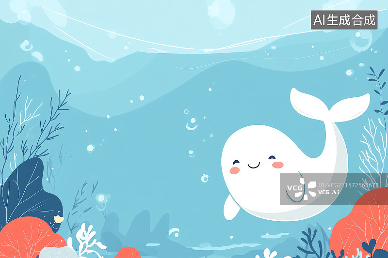 【AI数字艺术】海底的白鲸与珊瑚图片素材