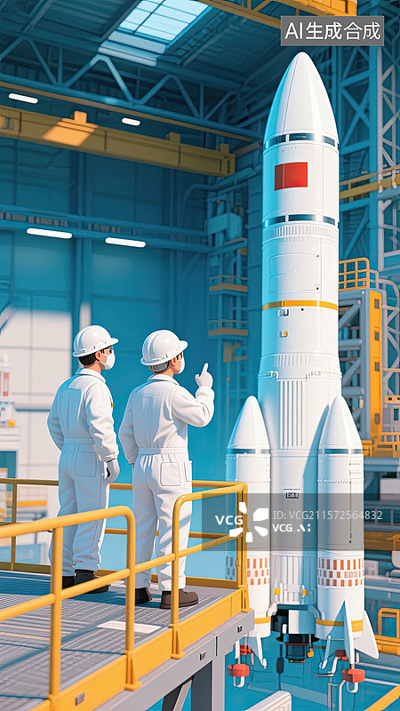 【AI数字艺术】3D，航空航天，火箭，工程师，插画图片素材