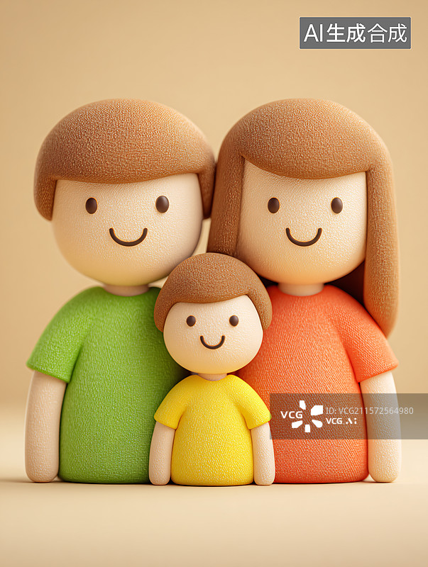 【AI数字艺术】幸福一家三口图片素材