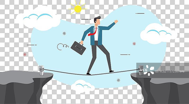 商人正在走钢丝，跨越一个空隙图片素材