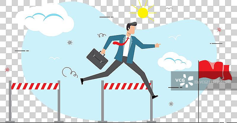 商人跳过障碍，克服困难图片素材