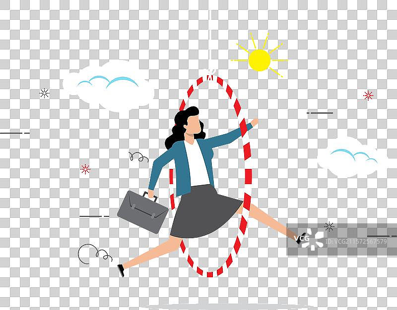 能干的、熟练的女商人跳跃着庆祝胜利图片素材