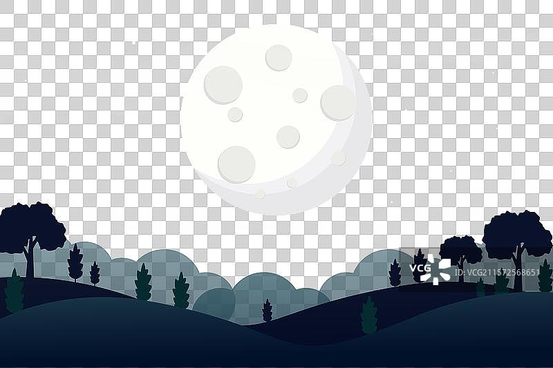 满月夜晚的风景图片素材