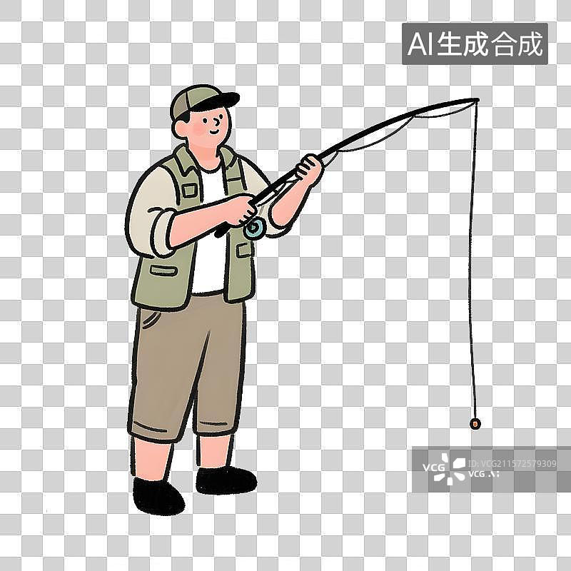 【AI数字艺术】湖边垂钓的悠闲时光图片素材
