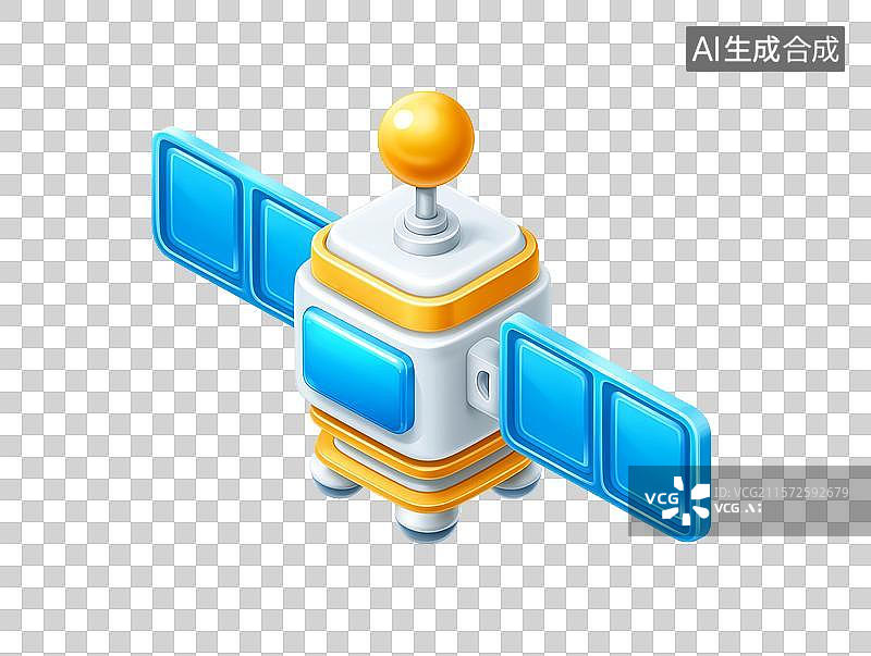 【AI数字艺术】【免抠png素材】可爱的3D卡通微卫星图片素材