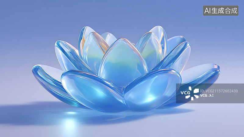 【AI数字艺术】夏日透明玻璃荷花渲染图图片素材