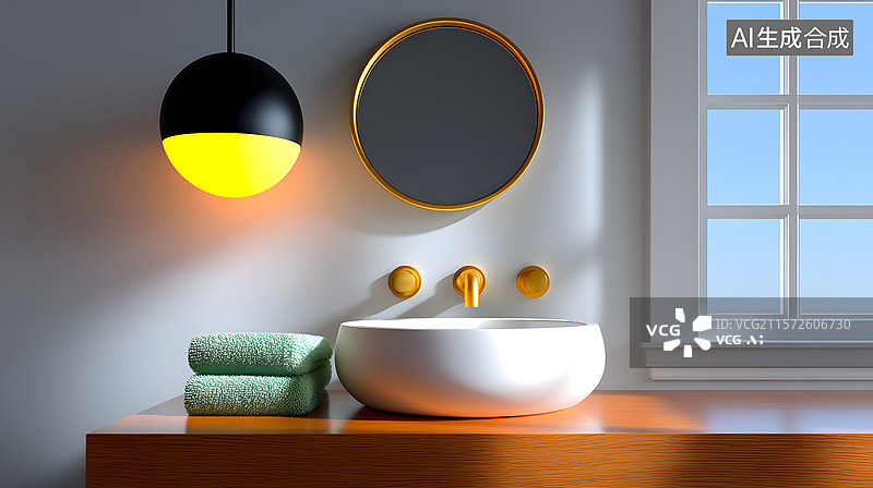 【AI数字艺术】现代极简风格浴室室内设计图片素材