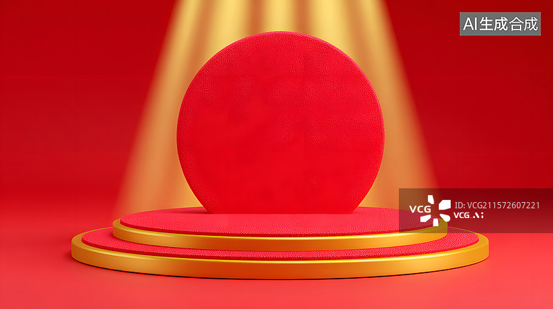 【AI数字艺术】红色舞台的新年场景插图图片素材