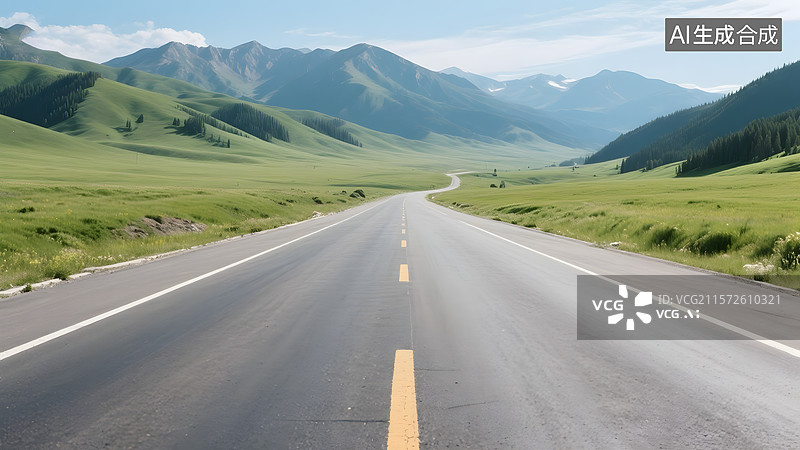 【AI数字艺术】城市夜景道路逆光下的沙漠公路草原山川公路沿海公路等汽车广告旅行背景图图片素材