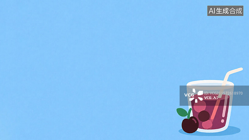 【AI数字艺术】2D卡通果汁插画背景右下图片素材