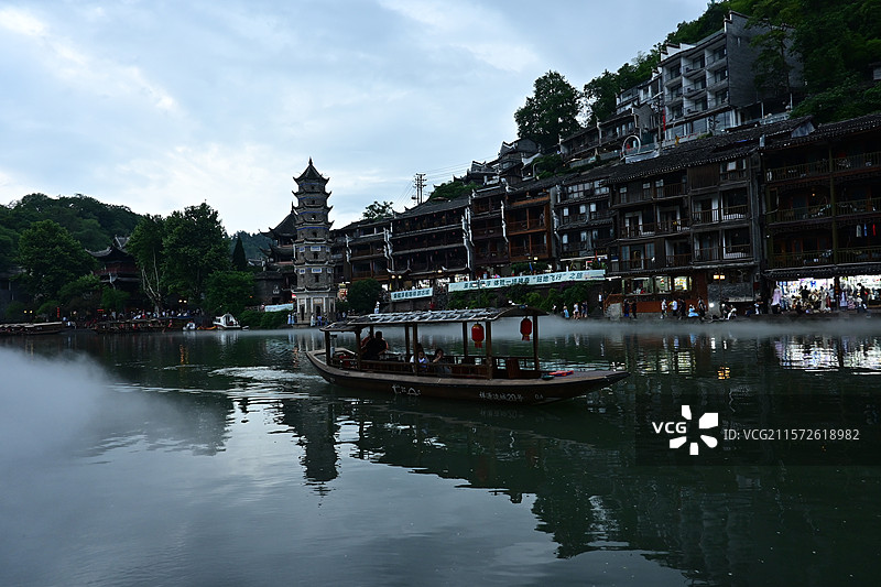 湘西州的凤凰古镇的建筑风光图片素材