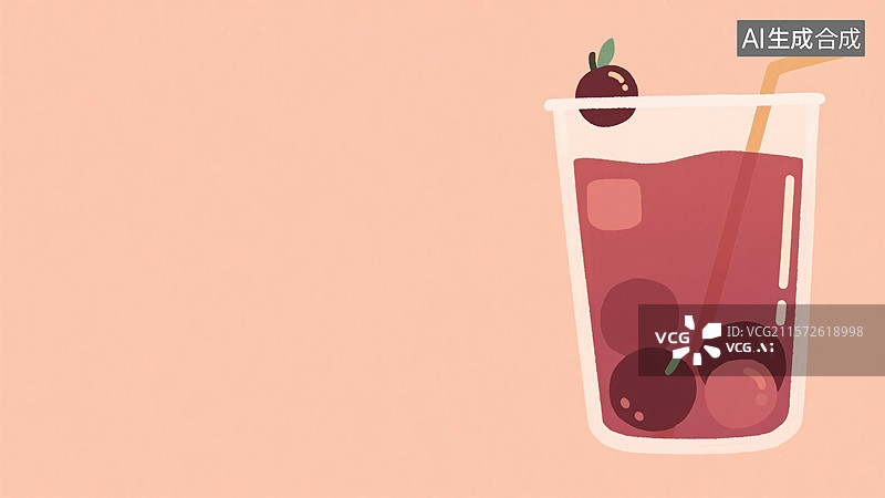 【AI数字艺术】2D卡通果汁插画背景居右图片素材