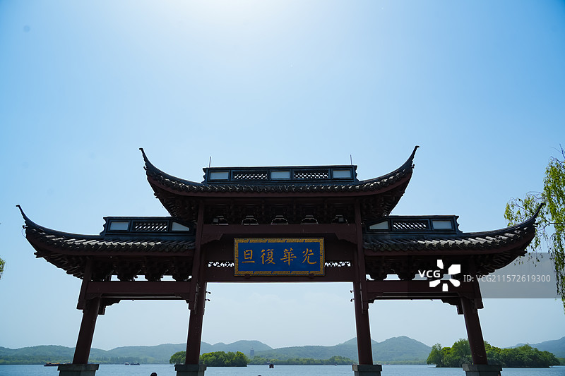 '光华复旦'石牌坊  杭州西湖景区图片素材