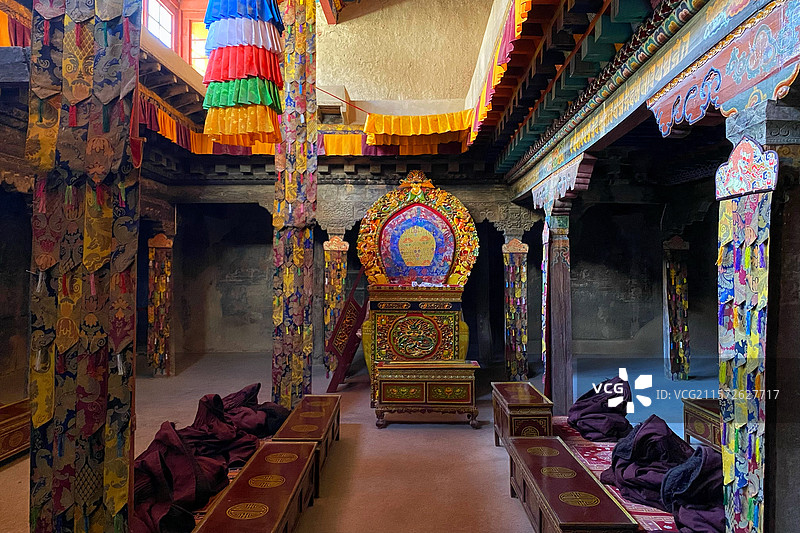 西藏江孜宗山古堡 经堂图片素材