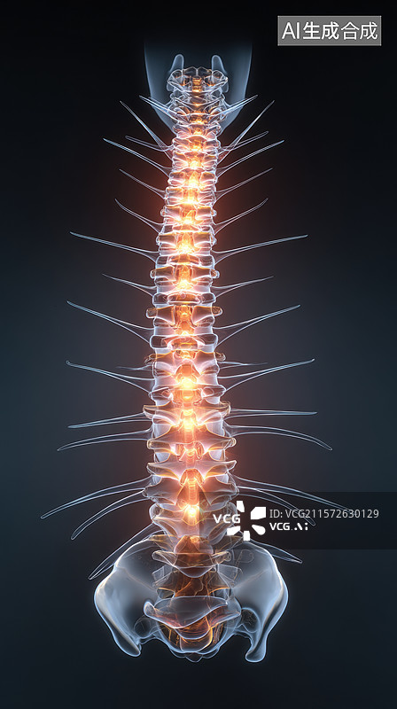 【AI数字艺术】人体脊柱的三维渲染图图片素材