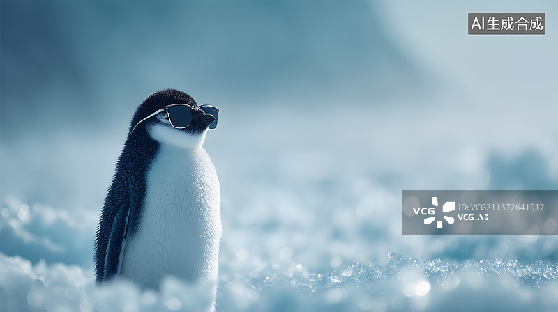 【AI数字艺术】酷企鹅的冰雪世界图片素材