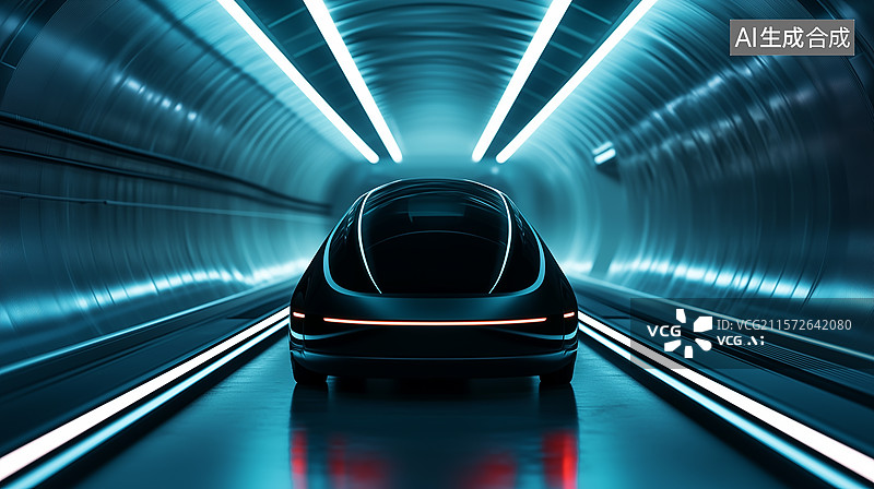 【AI数字艺术】黑色自动驾驶车图片素材
