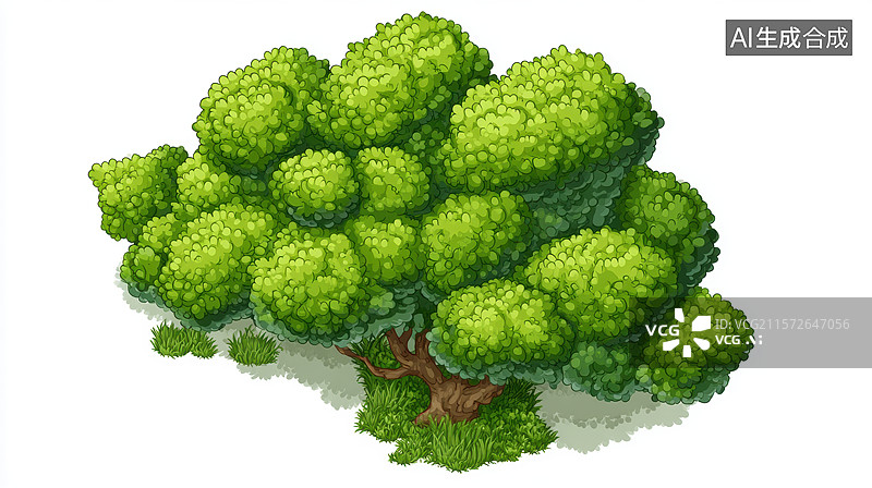 【AI数字艺术】茂盛的绿树插画图片素材