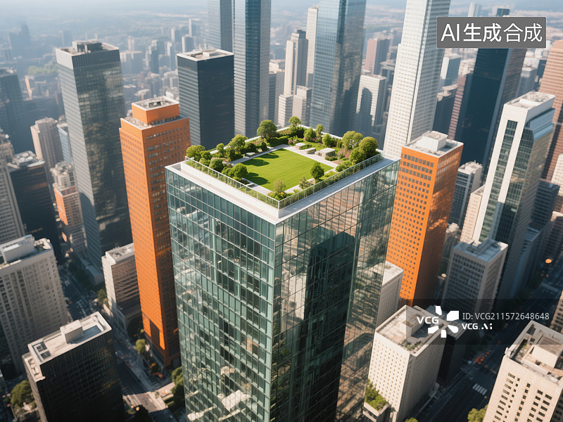 【AI数字艺术】绿色天际：城市中的生态摩天楼图片素材