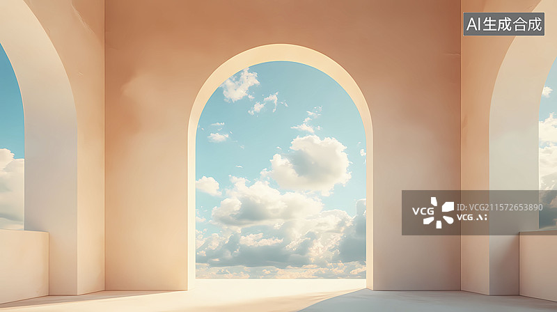 【AI数字艺术】粉色拱门电商背景图片素材