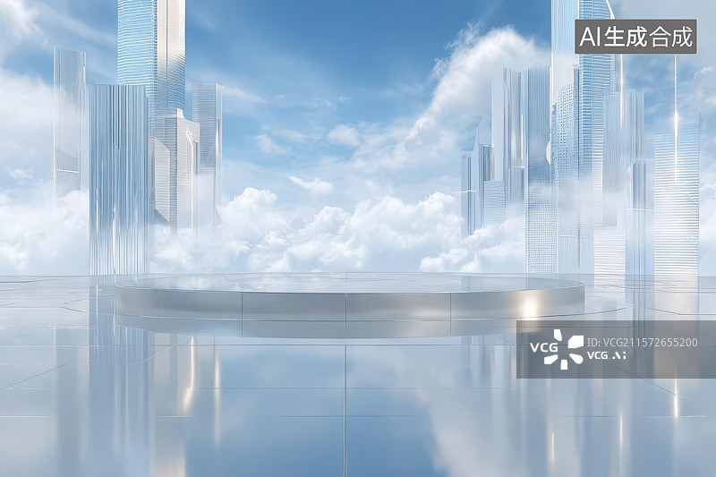 【AI数字艺术】云端未来都市极简建筑景观图片素材