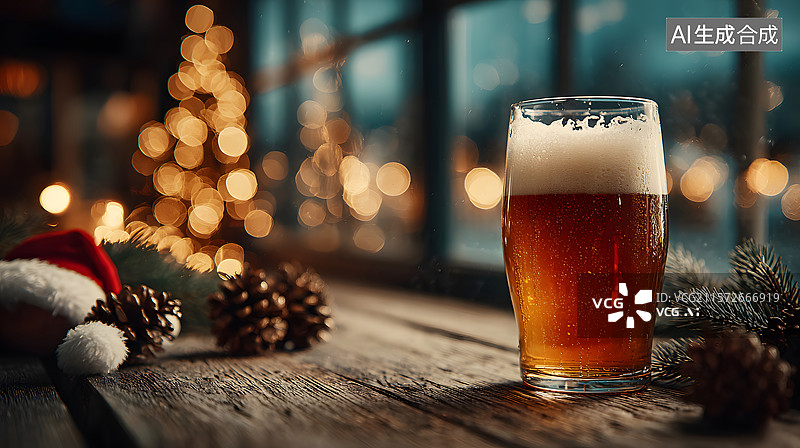 【AI数字艺术】圣诞节的啤酒图片素材