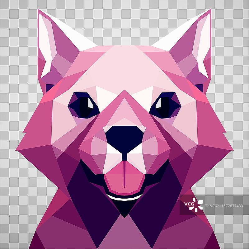 低多边形狗与青绿色背景图片素材