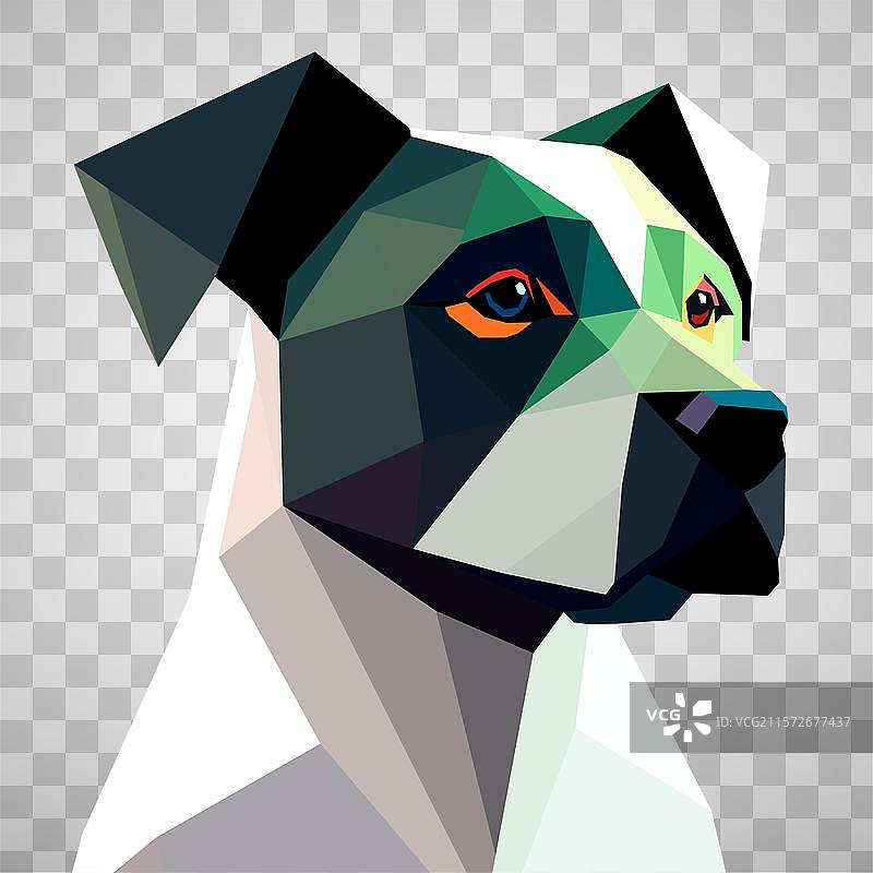 红色背景上的低多边形风格狗头图片素材