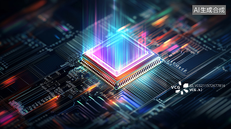 【AI数字艺术】未来科技芯片的光影展示图片素材