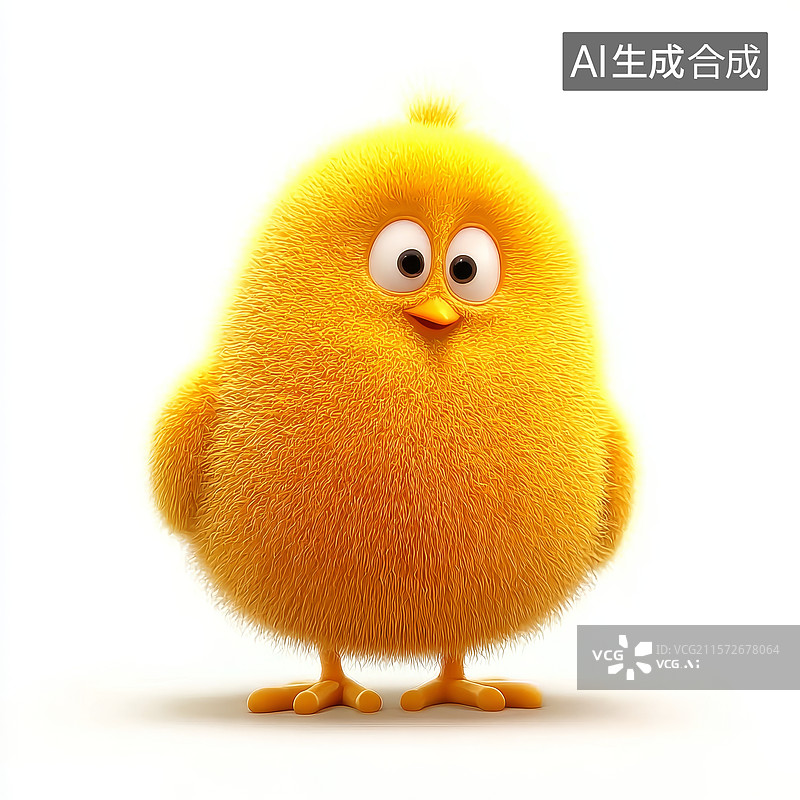 【AI数字艺术】可爱的黄色小鸡卡通形象图片素材