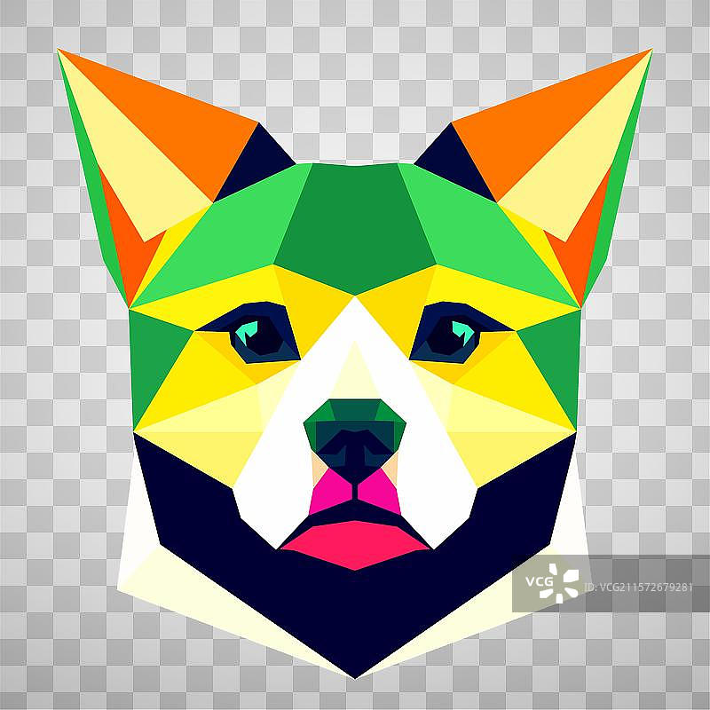 狗头由几何形状和颜色构成图片素材