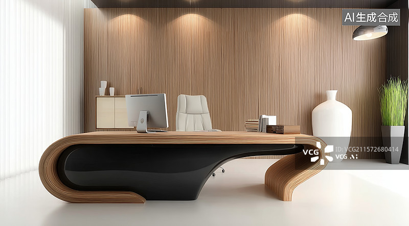 【AI数字艺术】现代简约风格的办公桌设计图片素材
