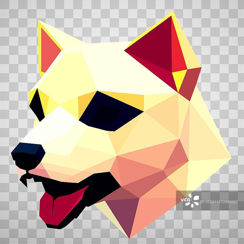 蓝色背景下的低多边形狗头艺术作品图片素材