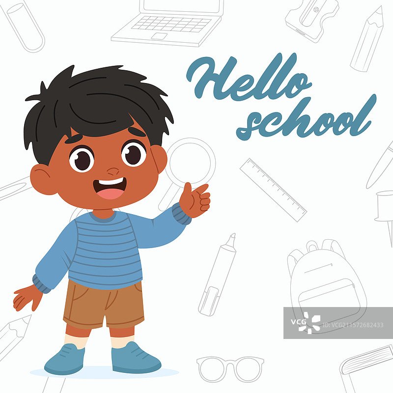 可爱微笑的学龄前男孩去上学图片素材