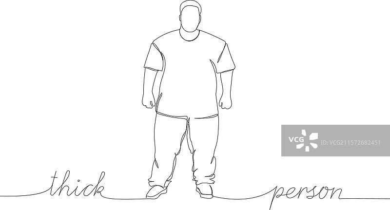肥胖男性的连续线条艺术图片素材
