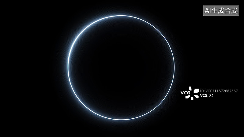 【AI数字艺术】黑色背景上的发光圆环图片素材